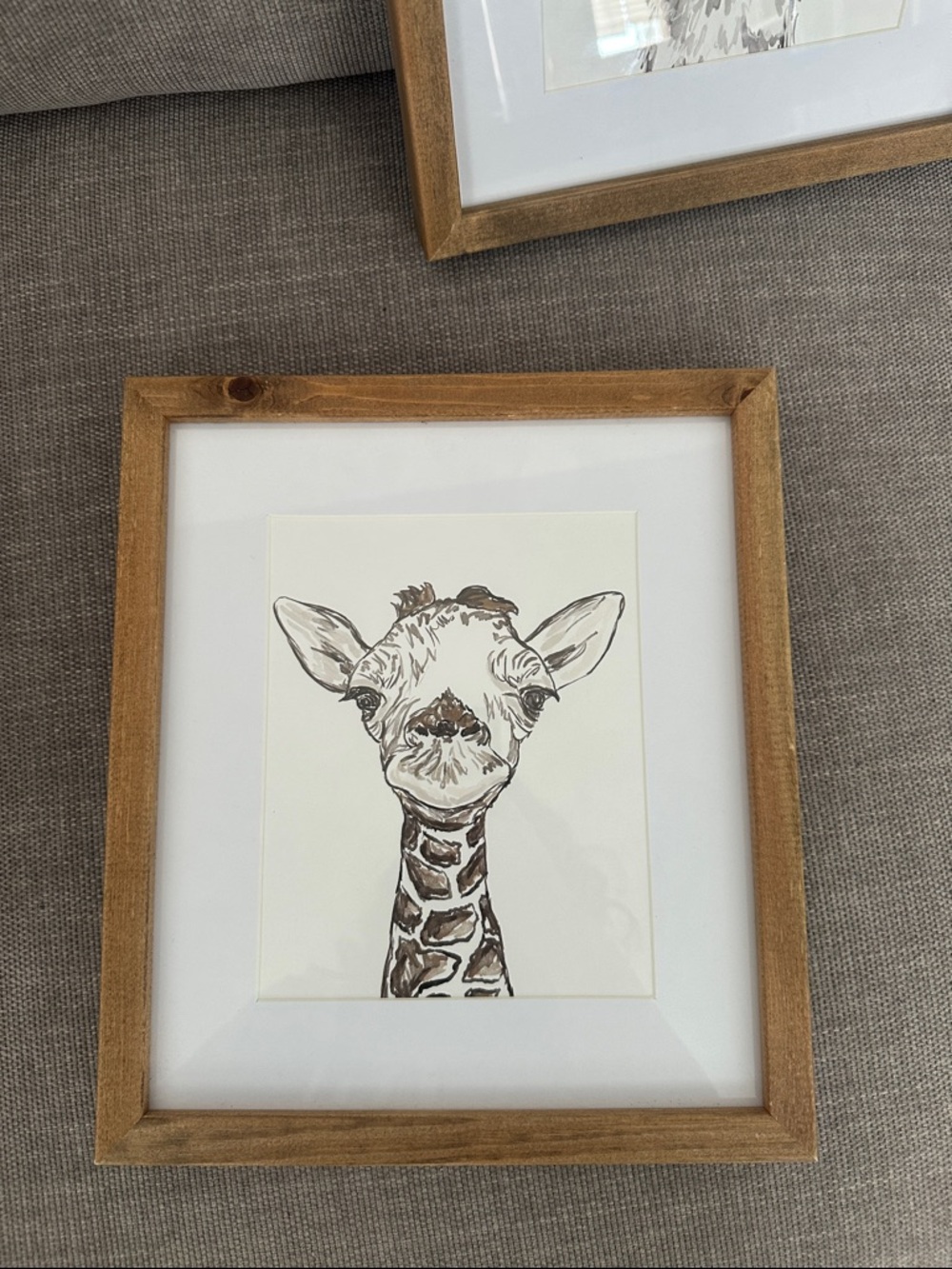 3 Pack Zoo Safari Nursery Oak Frames Wall Decor Giraffe,Llama,Elephant Print - Picture 3 of 8